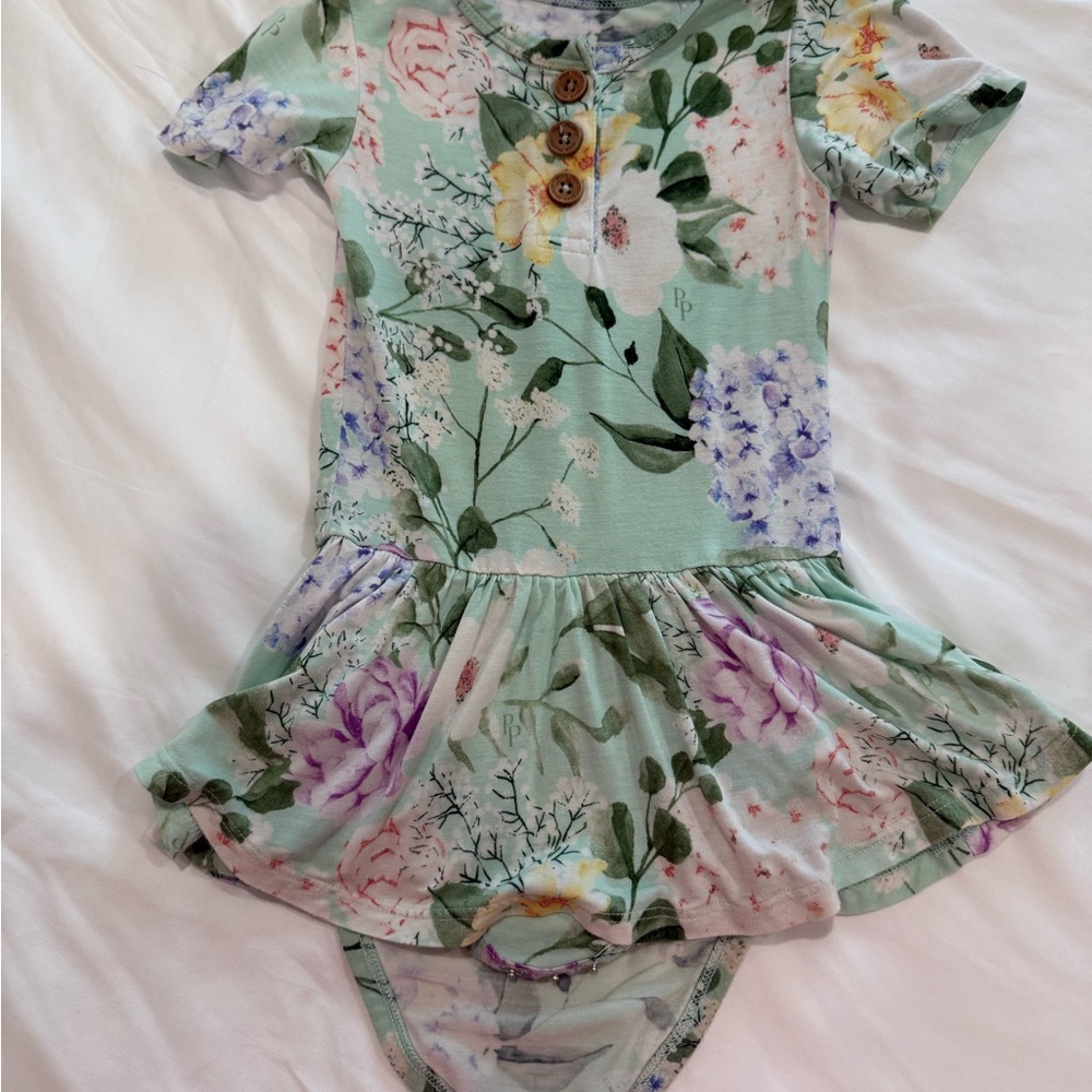 Posh Peanut Mint Floral Baby Dress